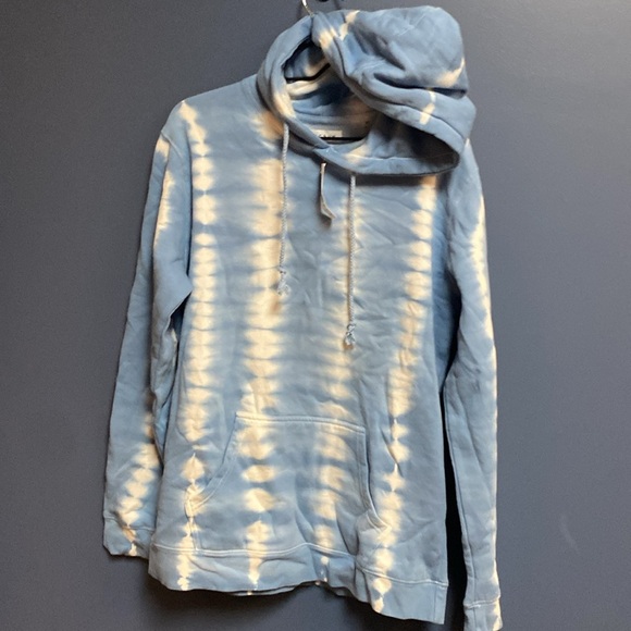 NWT PACSUN SIZE  MEDIUM MENS HOODED SWEATSHIRT BLUE WHITE TIE DUE DESIGN UNISEX - Picture 6 of 10